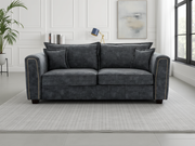 Charcoal Black Fabric Upholstered 3 Seater Sofa Modern Living Room Sofa
