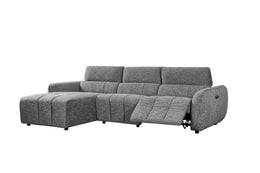 Turin Grey Charcoal Fabric Electric Recliner Left Hand Facing Corner Sofa