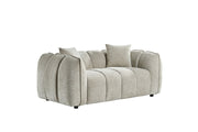 Venice Beige Fabric Upholstered 2 Seater Sofa with Channel Tufted Design