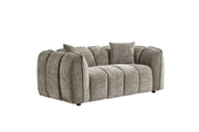 Venice Brown Mocha Fabric Upholstered 2 Seater Sofa with Channel Tufted Design