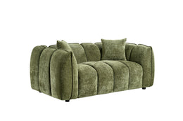 Venice Olive Fabric Upholstered 2 Seater Sofa with Channel Tufted Design