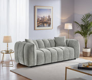 Venice Grey Fabric Upholstered 3 Seater Sofa with Channel Tufted Design