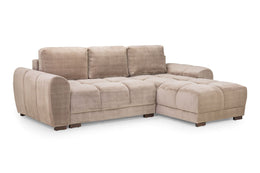 Azzuro Brown Mocha Velvet Universal Corner Sofa Bed with Storage