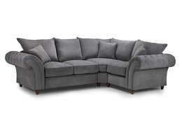Windsor Grey Fabric Full Back Right Hand Facing Corner Sofa Traditional Corner Suite