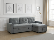 Alder Grey Chenille Fabric Universal Corner Sofa Bed with Storage