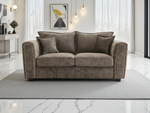 Brown Fabric Upholstered 2 Seater Sofa Modern Living Room Sofa