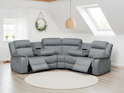 Linden Grey Fabric Electric Recliner Large Corner Sofa Luxury Reclining Corner Suite
